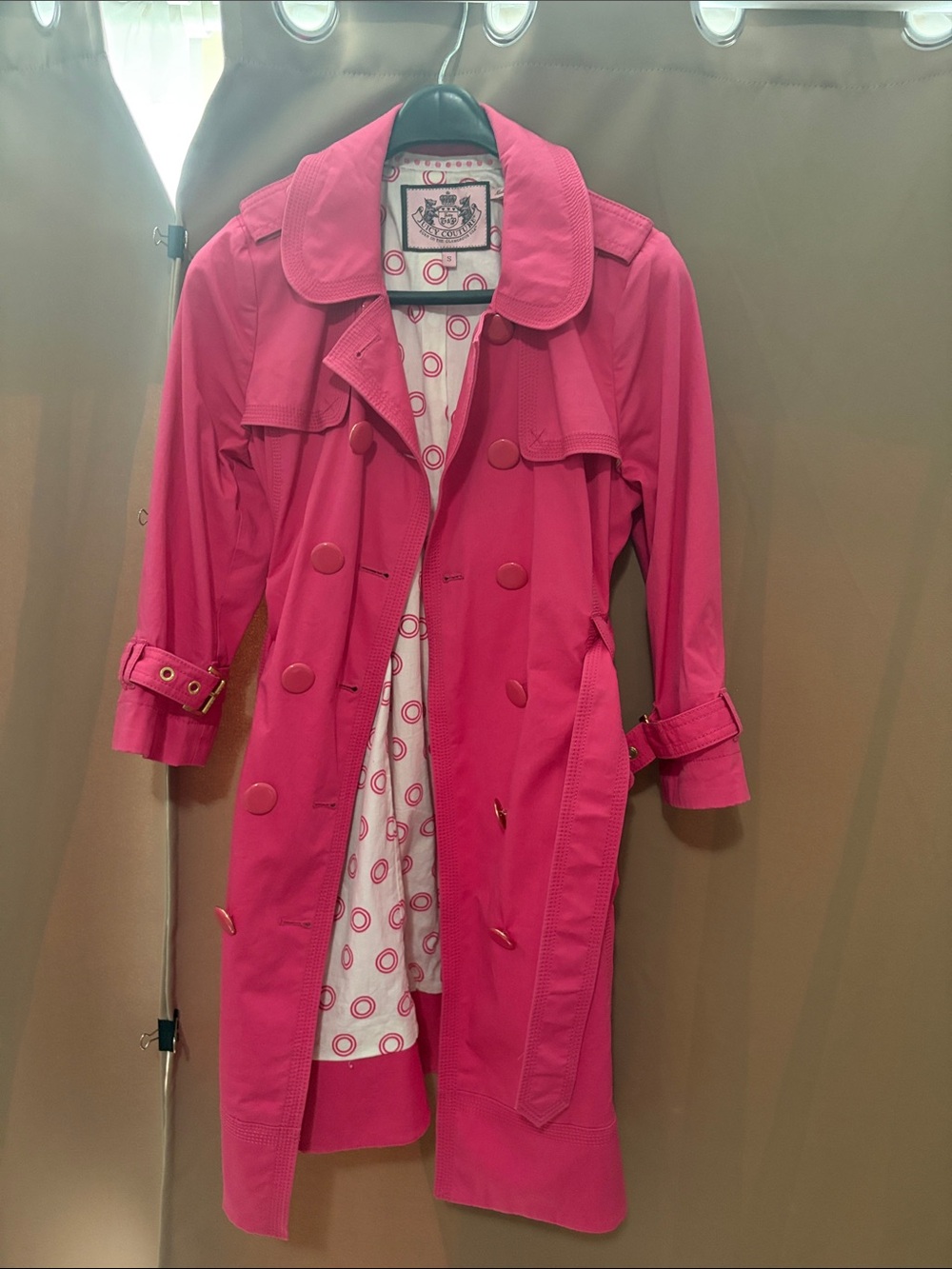 Y2k Juicy Couture double breasted pink trench coat